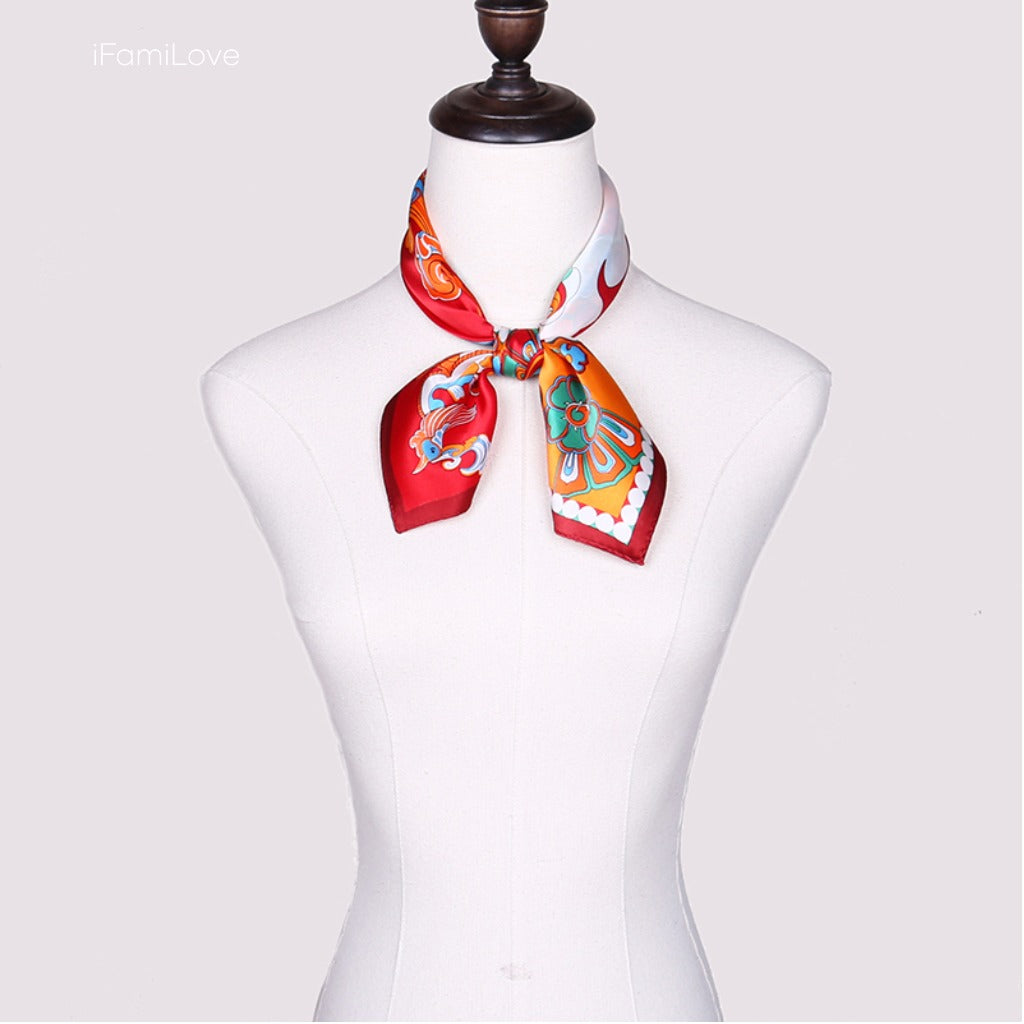 Crimson Phoenix Soaring Silk Scarf