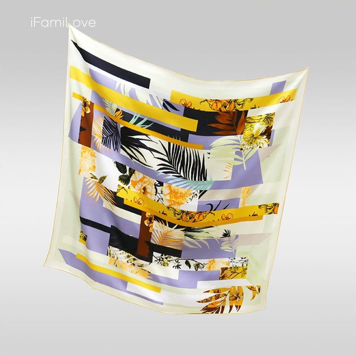 Chic Floral Square Silk Scarf Ls-024 / 105*105Cm