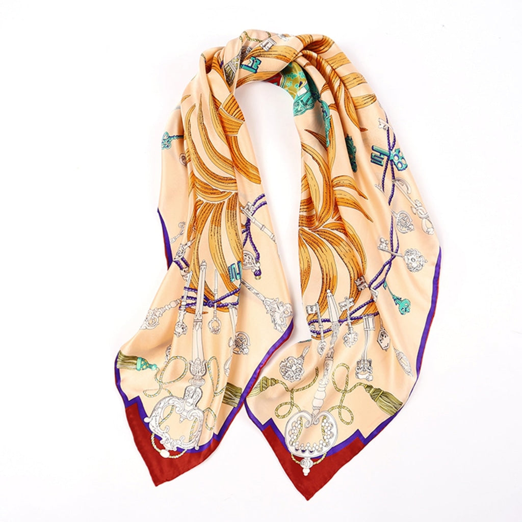 Chic Floral Square Silk Scarf Ls-025 / 86*86Cm
