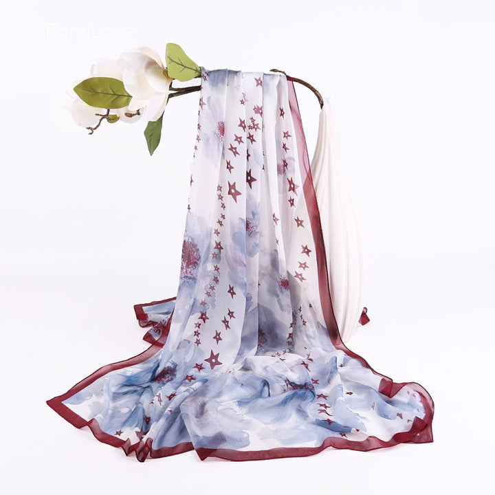 Elegant Rectangular Silk Chiffon Scarf